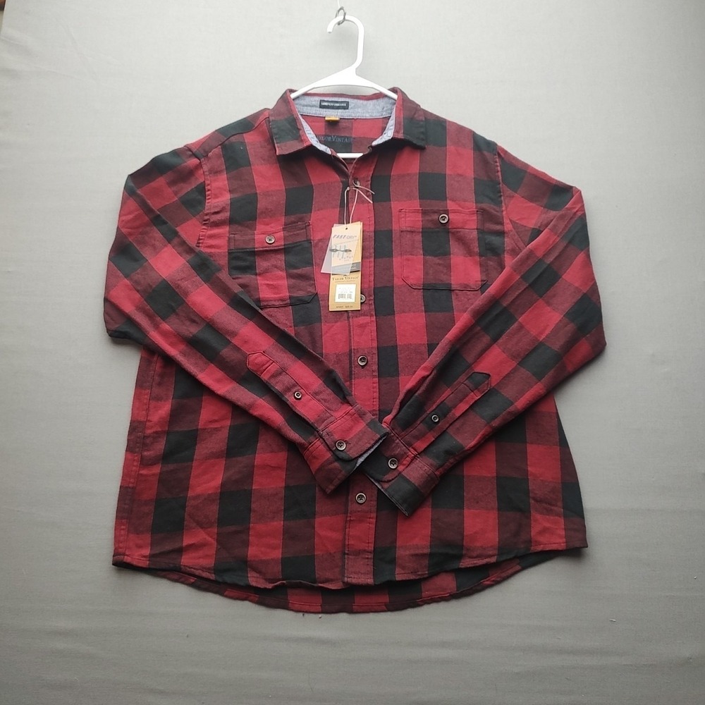 Taylor Vintage Luxe Performance Fast Drying Red Flannel Shirt Long‎ Sleeve  NWT